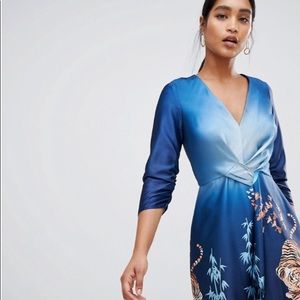 Liquorish Ombré Blue Tiger Dress (Size 10/38)